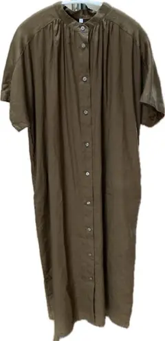 無印良品 リネン 半袖 シャツワンピース ロング