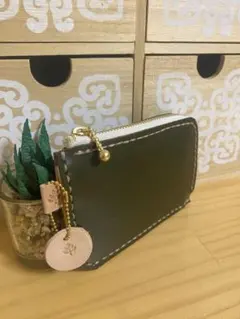 【牛革】ヌメ革ミニタイプL字ウォレット 財布　レザークラフト