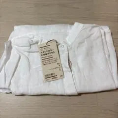 【新品未使用】無印良品リネン洗いざらしスタンドカラー七分袖ブラウス　白　Lサイズのサムネイル