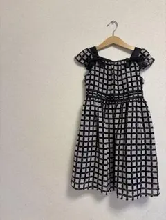 【美品】組曲　ワンピース　フォーマルドレス 白黒チェック