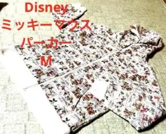 Disneyミッキーマウスフルジップパーカー　コミック総柄、M、裏起毛