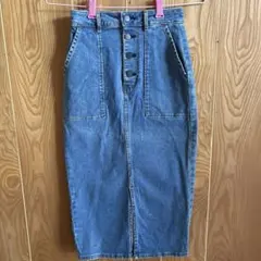 GU デニムロングタイトスカート S ブルーのサムネイル