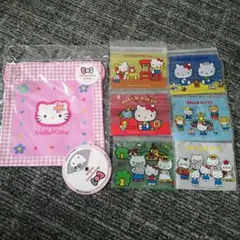 Hello Kitty　 巾着袋　 ピンク ジプロック6枚ステッカーセットのサムネイル