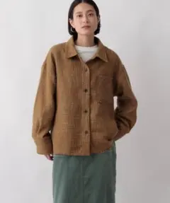 ツイード調 オーバーサイズシャツ ブラウンのサムネイル