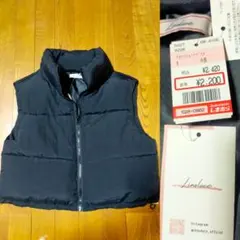 しまむら　リノルーセ　中綿ショートベスト 中黒　タグ付未使用　M