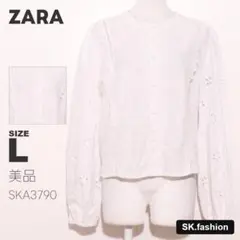 美品 ZARA トップス ブラウス　長袖　カットワークエンブロイダリーレース