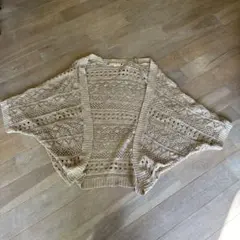 pink adobe レース編みカーディガン L ベージュ　レディース