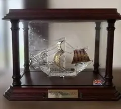 古代ギリシア軍艦 ガレー船 三段櫂船 帆船模型 ケース付き置物