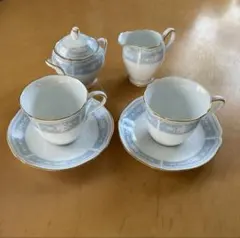 ノリタケ　レースウッドゴールド　シュガーポット&クリーマー　カップソーサーセット