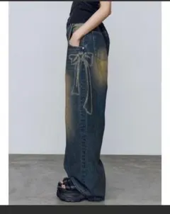 EMODA 新品今期リボングラフィックルーズジーンズ