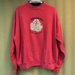 GRANDMA クマ 刺繍 スウェット レッドLサイズ