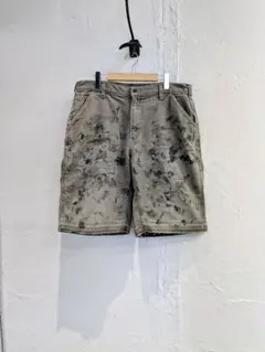 ボロ　ショートパンツ　ペイント　ダメージ　ワーク　ルーズシルエット　ワイドのサムネイル