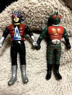 【旧バンダイ】仮面ライダーソフビ2体　ライダーマン＆アマゾンライダーのサムネイル