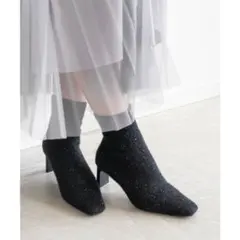 RANDA モヘアライクニットショートブーツ MIX L