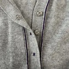 未使用 カシミア100% ツインニット アンサンブル 半袖M 長袖L 杢グレー