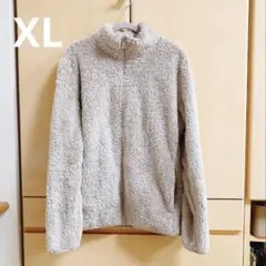 ユニクロ フリースジャケット フルジップ ベージュ　レディースXL