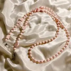 携帯ピンク ハート型ビーズ スマホショルダーストラップ