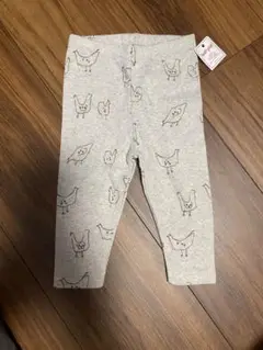 PLAY UP ベビー レギンス 3M 鳥柄 グレー　新品