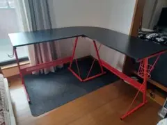 L字型ゲーミングデスク 黒と赤