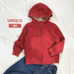 UNIQLO ユニクロ　キッズ　120 裏ボア　ジップアップパーカー　レッド