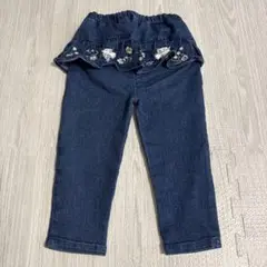 フリル付きダークブルーデニムパンツ mamaraku
