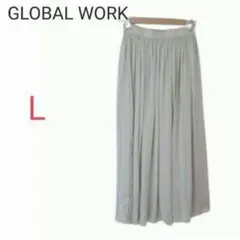 【美品】グローバルワーク プリーツロングスカート L ウエストゴム ​