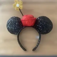 ミッキー耳カチューシャ 花飾り付き