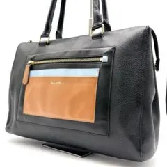 【美品】Paul Smith マルチカラー　シボ革　ロゴ　肩掛け可　ハンドバッグ
