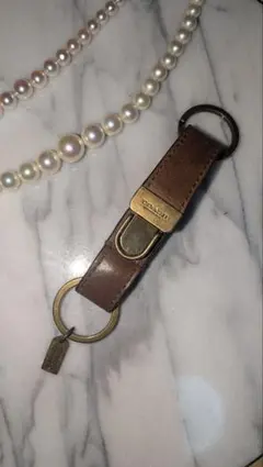 COACH ブラウンレザー 　キーホルダー　キーリング