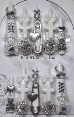 【現品】ネイルチップ 地雷 量産 サブカル ゴシック ギャル 白