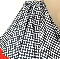 ①サーキュラースカート市松模様 チェッカー柄 フレア ロックンロール
