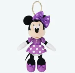 お顔厳選♡ ディズニー　ぬいぐるみバッジ　パープル　リボン　紫　水玉　ミニー お顔厳選♡ ディズニー ぬいぐるみバッジ パープル リボン 紫 水玉