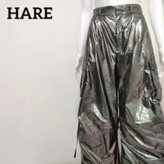 ハレ 2WAYギャザーカーゴパンツ メタリックシルバー 裾ドローコード