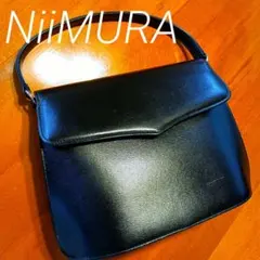 日本製　NiiIMURA ブラック フォーマル レザー ハンドバッグ 冠婚葬祭