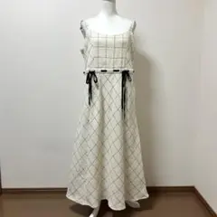 クレット　春　ロングワンピース　ジャンパースカート　チェック　ワンピース