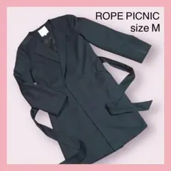 ★ROPE PICNIC★ノーカラーコート 38/M ネイビー　レディース