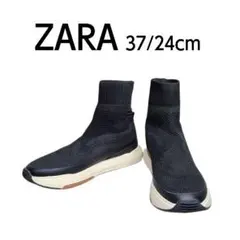 ZARA ハイカットスニーカー 37/24cm ブラック