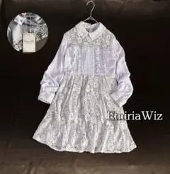 【美品】EmiriaWiz レースロングワンピースブラック M 花柄パフスリーブ 美品】EmiriaWiz レースロングワンピースブラック M 花柄パフスリーブ