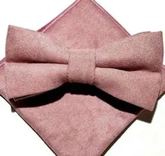 ○蝶ネクタイ/チーフ　ピンク　メンズ　披露宴　結婚式　前撮り　新郎　挙式