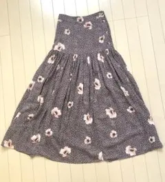 フラワープリント フレアロングスカート