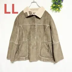 ユーピーレノマ【LL】ムートンコート ハイネック バイカー ジャケット ボア