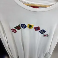 Supreme 刺繍ロゴ Tシャツ L ホワイト