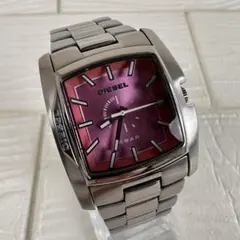 稼動品 DIESEL 5286 ピンク文字盤 スクエア腕時計 ユニセックス