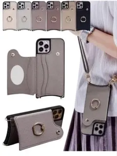 shinyle iPhone 16 ショルダーケース カードケース付き　モカ