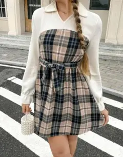 【キッズ】チェック柄 ワンピース ドレス 女の子