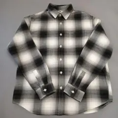 キッズブラック・ホワイト チェックシャツ　150cm