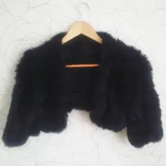 ラビットファー ボレロ ブラック 五分丈