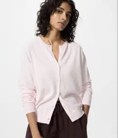 UNIQLO ユニクロ クルーネックカーディガン ピンク 春服 Mサイズ