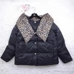美品◎kate spade NEWYORK リバーシブルダウンジャケット 黒豹柄