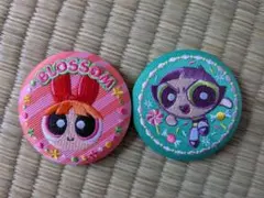 パワーパフガールズ バブルス バターカップ 刺繍缶バッジ 缶バ